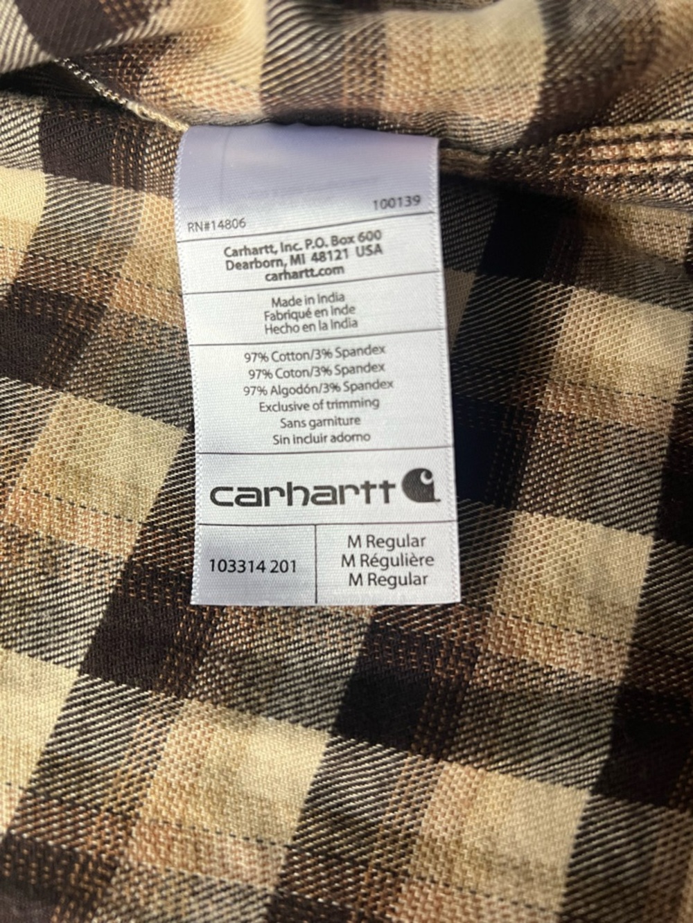 Carhartt Men’s Rugged Flex Relaxed Fit Flannel Button Up Plaid | Brown | Size M - Picture 10 of 14